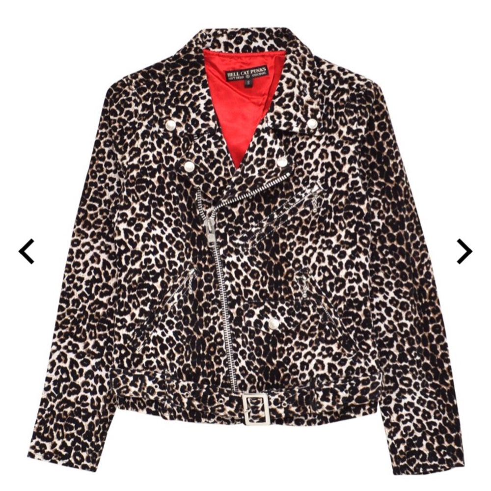 HELLCAT PUNKS Fuzzy leopard Moto jacket